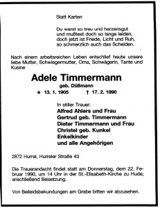 8787a Adele Timmermann Traueranzeige