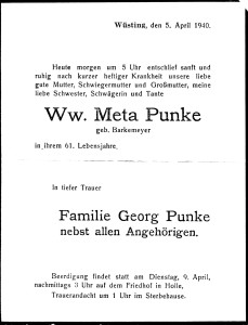 8249A Punke, Meta Traueranzeige