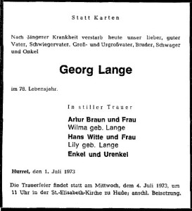 8201 Georg Lange Traueranzeige