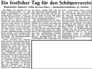 Artikel NWZ 11. Mai 1955 Fahnenweihe Schützenverein Hurrel 1955 groß