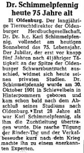 A7 Artikel NWZ 75. Geburtstag vom 30. Oktober 1976