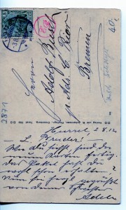 Postkarte Adele Busch an Adolf Rückseite