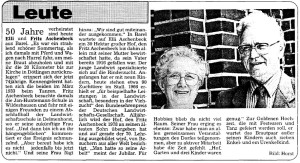 Artikel NWZ Goldene Hochzeit 17. Juli 1986