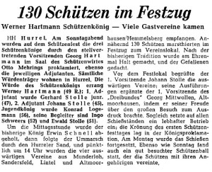 9001 Artikel NWZ vom 30. Juli 1957 Schützenkönig in Hurrel