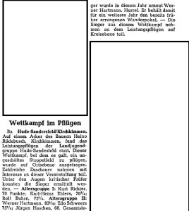 9005 Artikel NWZ vom 14. September 1966 Sieger im Leistungspflügen 1966
