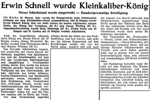 Artikel NWZ 1b 1. August 1956 Schützenkönig