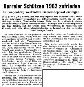 Artikel NWZ 3 7. März 1963 Wahl zum 2. Vorsitzenden SV Hurrel 1963