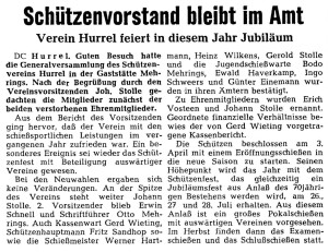 Artikel NWZ 7 7. Februar 1969 Bestätigung 2. Vorsitzender Schützenverein Hurrel