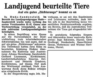 9999 A3 Artikel NWZ vom 5. Dezember 1962 Tierbeurteilung Landjugend