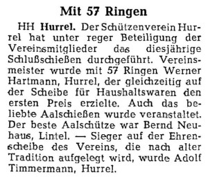 Artikel NWZ Schützenverein vom 4. November 1961