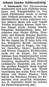 Artikel NWZ Walter Rüscher vom 9. September 1954