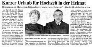 NWZ-Artikel 24. Februar 1995 Goldene Hochzeit Hermann und Mariechen Röben groß