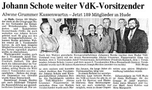 Artikel 1 NWZ vom 1. April 1987 Wahl zur VdK-Kassenwartin