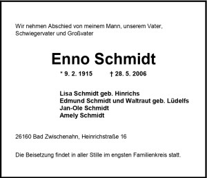 Traueranzeige Enno Schmidt vom 31-05-2006 groß 2