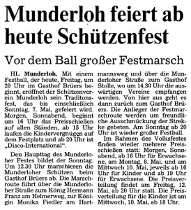 Artikel 8 NWZ 1989 vom 5. Mai 1989 Schützenkönig Hermann Franz Helmerweg groß