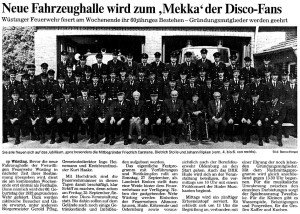 Artikel 3 NWZ vom 23. September 1992 Jubiläum Feuerwehr Wüsting 1992