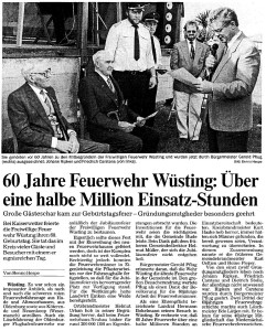 Artikel 4 NWZ vom 29. September 1992 Jubiläum Feuerwehr Wüsting 1992 II