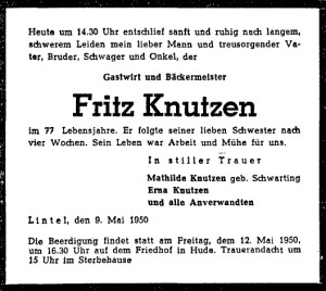 Friedrich Knutzen Traueranzeige vom_11-05-1950