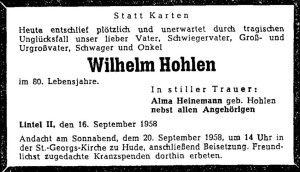 Traueranzeige vom 18. September 1958 groß