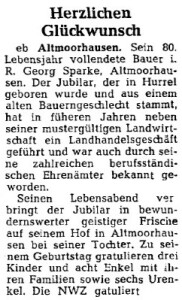 Artikel NWZ 1 80. Geburtstag 18. September 1974