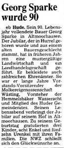 Artikel NWZ 2 90. Geburtstag 20. September 1984