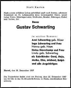 8196 Gustav Schwarting Traueranzeige Online
