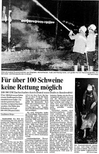 Artikel NWZ Brand Schweinestall 1994 groß