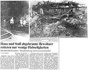 AZ Artikel NWZ Brand Krögerdorf 6. März 1992 groß