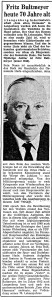 Artikel NWZ 00 Fritz Bultmeyer vom 14. September 1966 groß