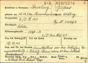 Notiz Grab Gustav Drieling